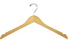17" Rubber Coated Natural Wood Top Hanger W/ Notches