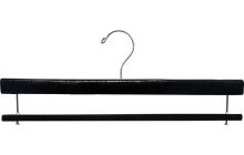 16" Black Wood Bottom Hanger W/ Flocked Bar