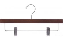 14" Rubber Coated Walnut Wood Bottom Hanger W/ Clips