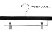 14" Rubber Coated Black Wood Bottom Hanger W/ Clips