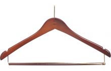 17" Walnut Wood Anti-Theft Suit Hanger W/ Locking Bar & Notches