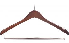 17" Walnut Wood Anti-Theft Suit Hanger W/ Locking Bar