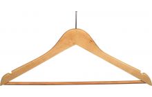 17" Natural Wood Anti-Theft Suit Hanger W/ Suit Bar & Notches