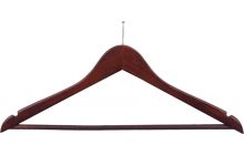 17" Walnut Wood Anti-Theft Suit Hanger W/ Suit Bar & Notches