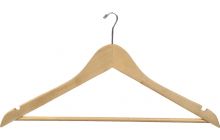 17" Natural Wood Anti-Theft Suit Hanger W/ Suit Bar & Notches