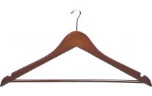 17" Walnut Wood Anti-Theft Suit Hanger W/ Suit Bar & Notches