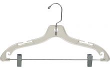 17" Clear Plastic Combo Hanger W/ Clips & Notches