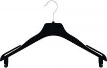 16" Black Flocked Plastic Top Hanger W/ Notches