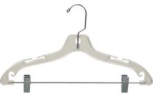 14" Clear Plastic Combo Hanger W/ Clips & Notches