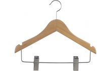 11" Natural Wood Combo Hanger W/ Clips & Notches