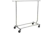 Chrome Metal Collapsible Single Bar Garment Rack