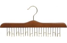 17" Walnut Wood Belt Hanger W/ 12 Holders