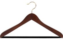 17" Walnut Wood Suit Hanger W/ Flocked Bar