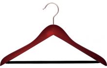 17" Cherry Wood Suit Hanger W/ Flocked Bar