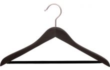 17" Espresso Wood Suit Hanger W/ Flocked Bar