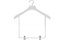 18" White Wood Display Hanger W/ 10" Deluxe Clips