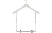 18" White Wood Display Hanger W/ 12" Deluxe Clips