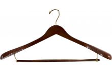 18" Walnut Wood Suit Hanger W/ Locking Bar