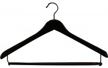 17" Matte Black Wood Suit Hanger W/ Locking Bar