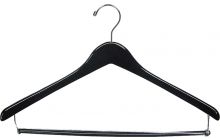17" Black Wood Suit Hanger W/ Locking Bar