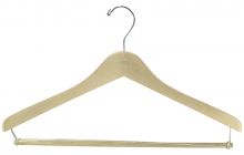 17" Unfinished Wood Suit Hanger W/ Locking Bar