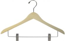 15" Unfinished Wood Combo Hanger W/ Clips