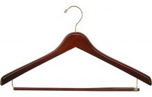 17" Walnut Wood Suit Hanger W/ Locking Bar