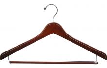 17" Walnut Wood Suit Hanger W/ Locking Bar