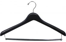 17" Matte Black Wood Suit Hanger W/ Locking Bar