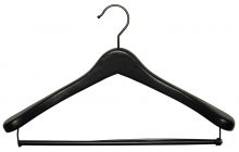 17" Matte Black Wood Suit Hanger W/ Locking Bar