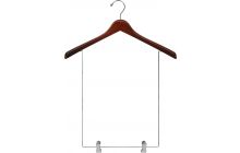 17" Walnut Wood Display Hanger W/ 15" Deluxe Clips