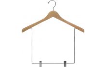 17" Natural Wood Display Hanger W/ 10" Clips