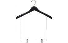 17" Matte Black Wood Display Hanger W/ 12" Deluxe Clips