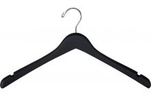 17" Rubber Coated Black Wood Top Hanger W/ Notches