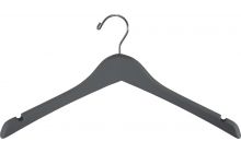 17" Rubber Coated Gray Wood Top Hanger W/ Notches