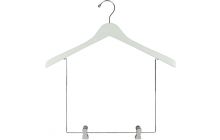 17" White Wood Display Hanger W/ 10" Deluxe Clips