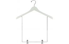 17" White Wood Display Hanger W/ 12" Deluxe Clips