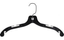 17" Black Plastic Top Hanger W/ Black Hook