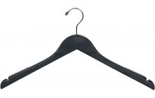 15" Matte Black Wood Top Hanger W/ Notches & Rubber Strips