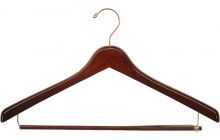 18" Walnut Wood Suit Hanger W/ Locking Bar