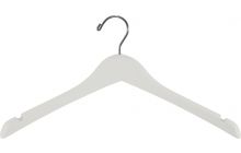 17" Rubber Coated White Wood Top Hanger W/ Notches