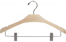 16" Unfinished Wood Combo Hanger W/ Clips & Notches