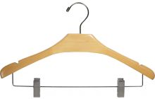 16" Natural Wood Combo Hanger W/ Clips & Notches