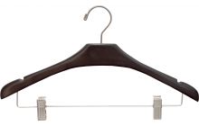 16" Espresso Wood Combo Hanger W/ Clips & Notches