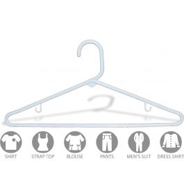 Plastic 17 White Flat Hanger - Garment Hangers - Hangers