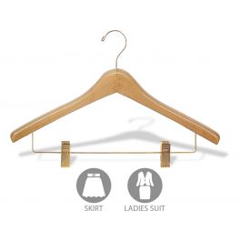 Natural Alder Combo Clothes Hanger With Clips (Brass) - 17