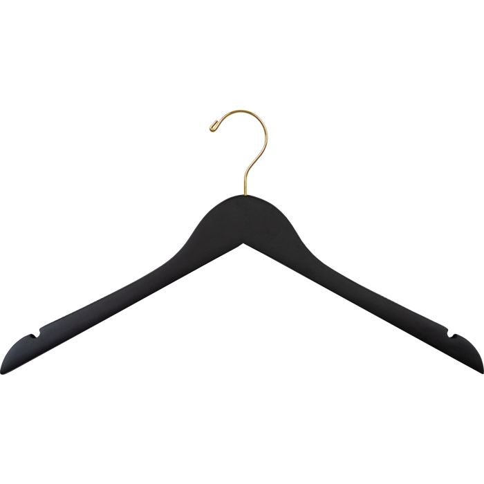 17" Matte Black Wood Top Hanger W/ Notches
