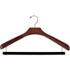 18" Walnut Wood Suit Hanger W/ Flocked Bar