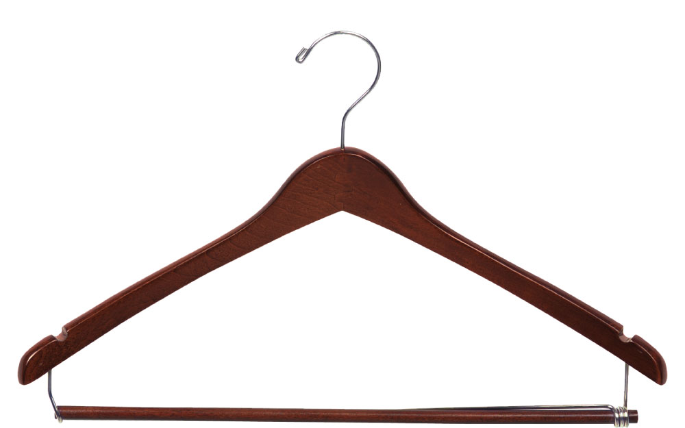 Walnut Suit Hanger with Chrome Hook