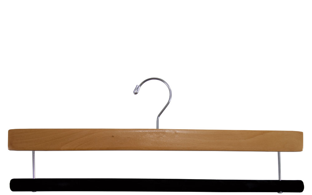 Wood Pant Hanger with Flocked Bar